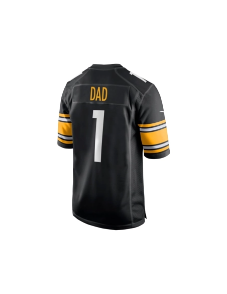 Mens Pittsburgh Steelers Number 1 Dad Black Game Jersey