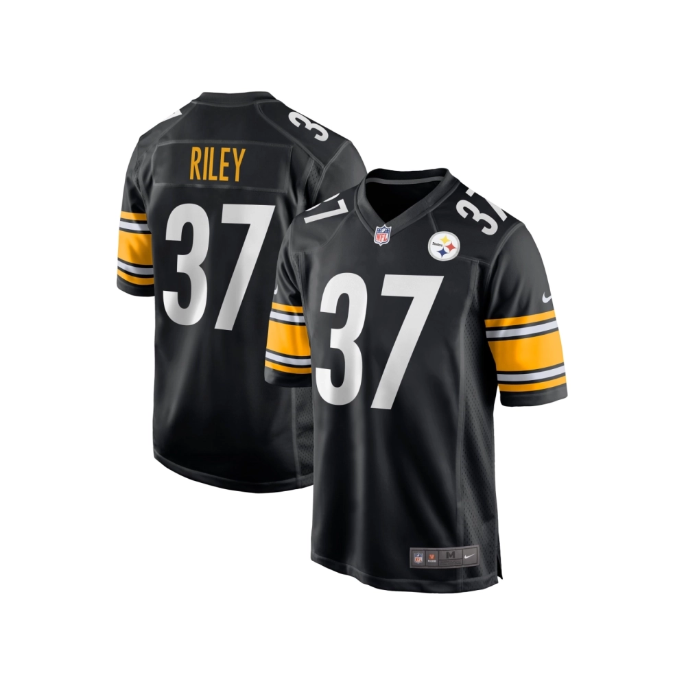 Mens Pittsburgh Steelers Elijah Riley Black Game Player Jersey