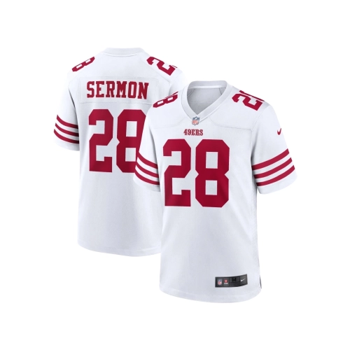 Mens San Francisco 49ers Trey Sermon White Player Game Jersey