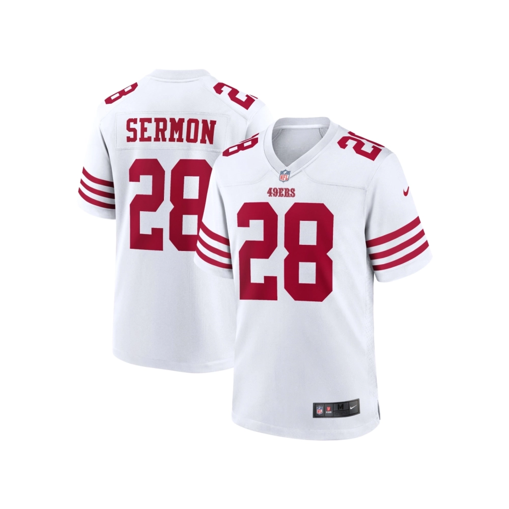 Mens San Francisco 49ers Trey Sermon White Player Game Jersey
