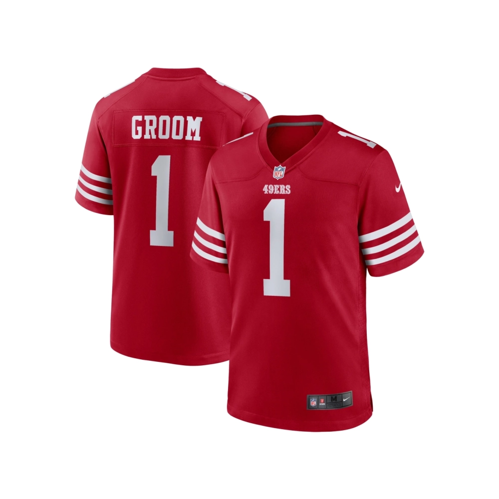 Mens San Francisco 49ers Number 1 Groom Scarlet Game Jersey