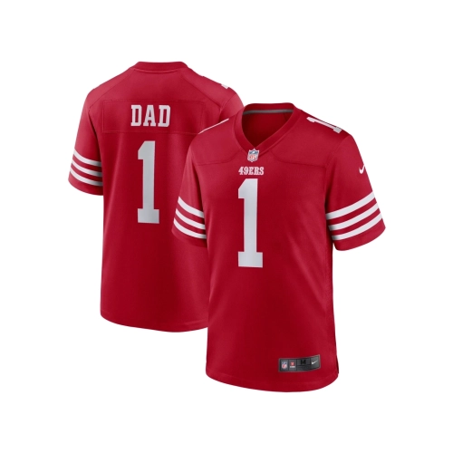 Mens San Francisco 49ers Number 1 Dad Scarlet Game Jersey