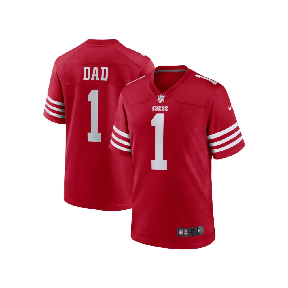 Mens San Francisco 49ers Number 1 Dad Scarlet Game Jersey