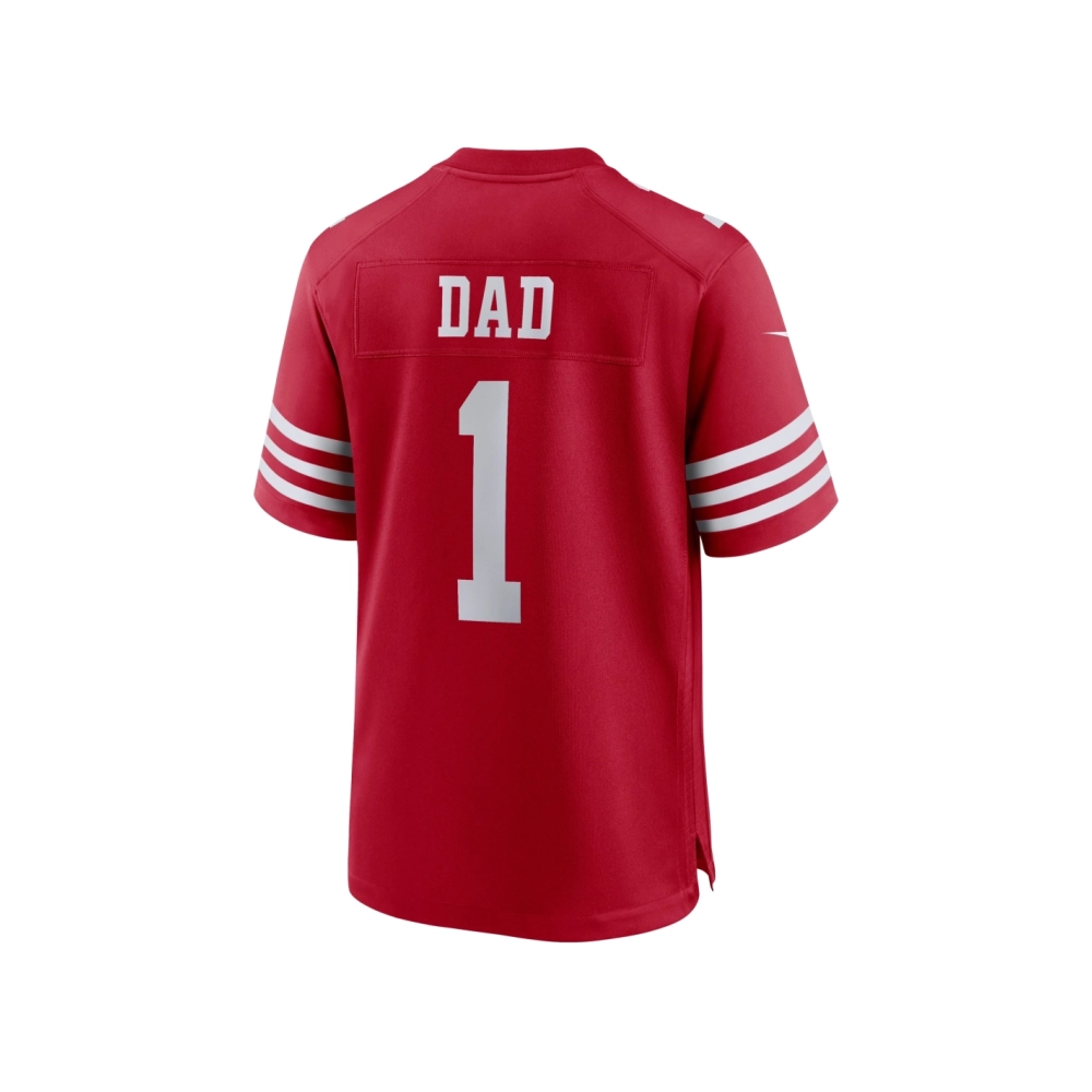 Mens San Francisco 49ers Number 1 Dad Scarlet Game Jersey