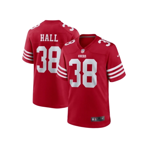 Mens San Francisco 49ers Kemon Hall Scarlet Team Game Jersey