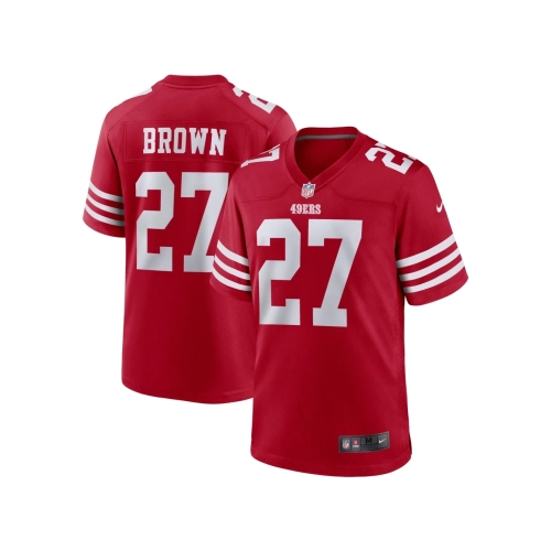 Mens San Francisco 49ers JiAyir Brown Scarlet Team Game Jersey