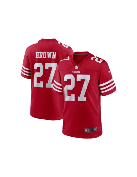 Mens San Francisco 49ers JiAyir Brown Scarlet Team Game Jersey