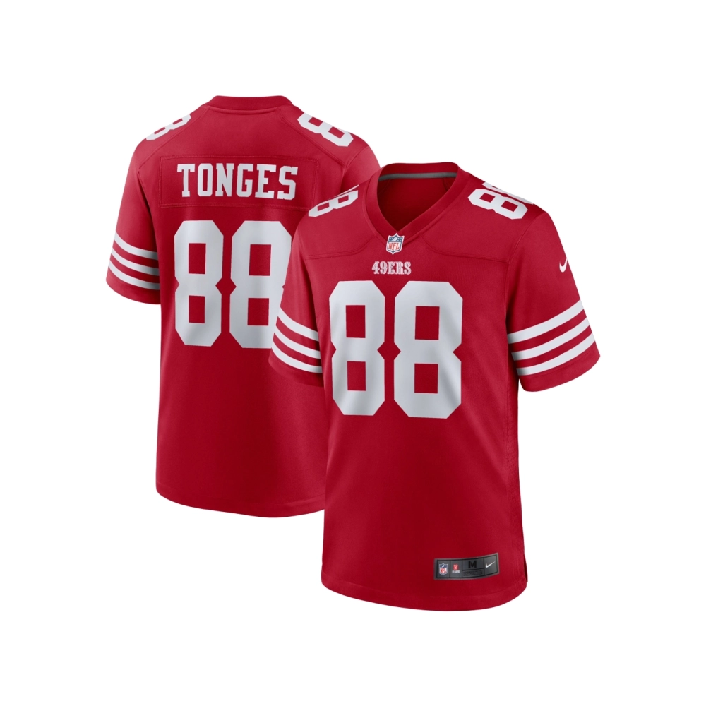Mens San Francisco 49ers Jake Tonges Scarlet Team Game Jersey