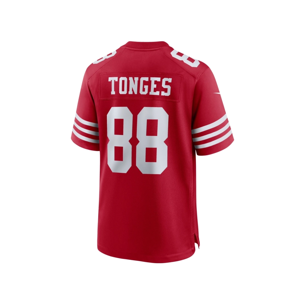 Mens San Francisco 49ers Jake Tonges Scarlet Team Game Jersey