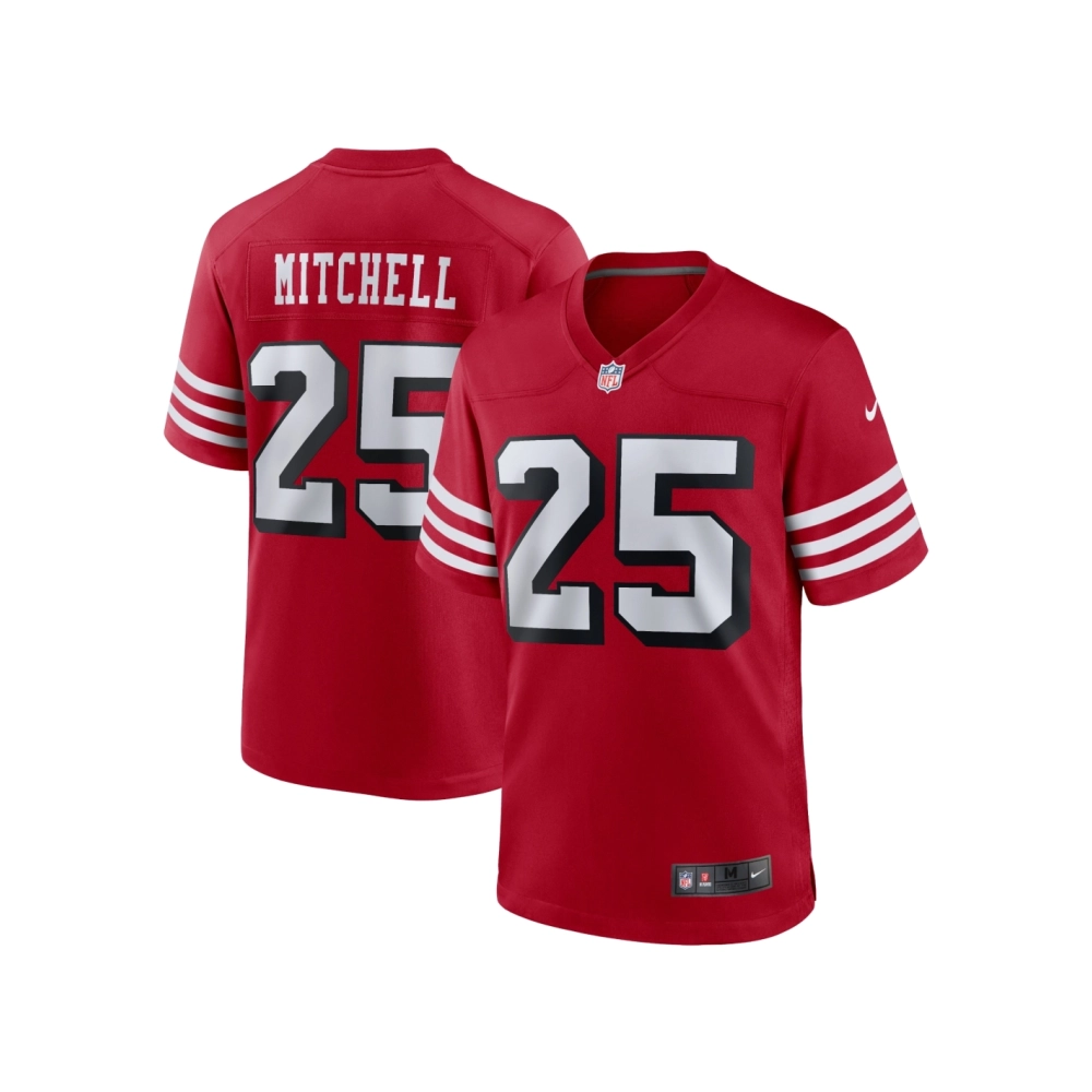 Mens San Francisco 49ers Elijah Mitchell Scarlet Alternate Team Game Jersey