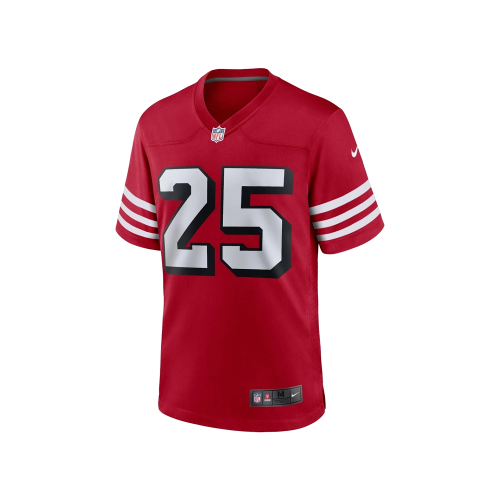 Mens San Francisco 49ers Elijah Mitchell Scarlet Alternate Team Game Jersey