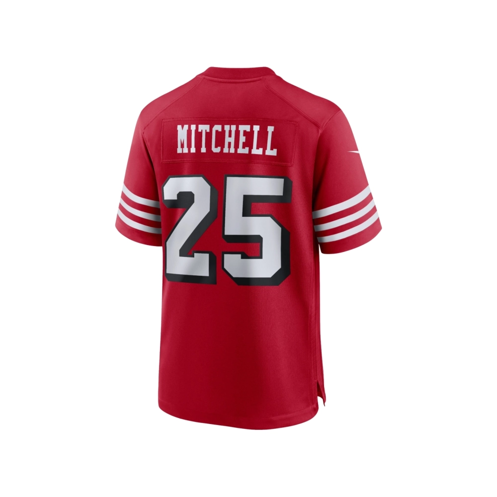 Mens San Francisco 49ers Elijah Mitchell Scarlet Alternate Team Game Jersey