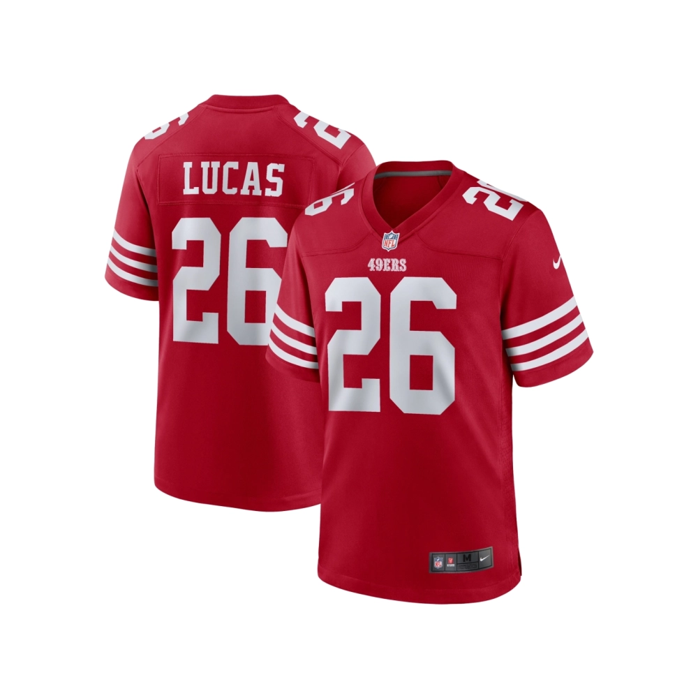Mens San Francisco 49ers Chase Lucas Scarlet Team Game Jersey