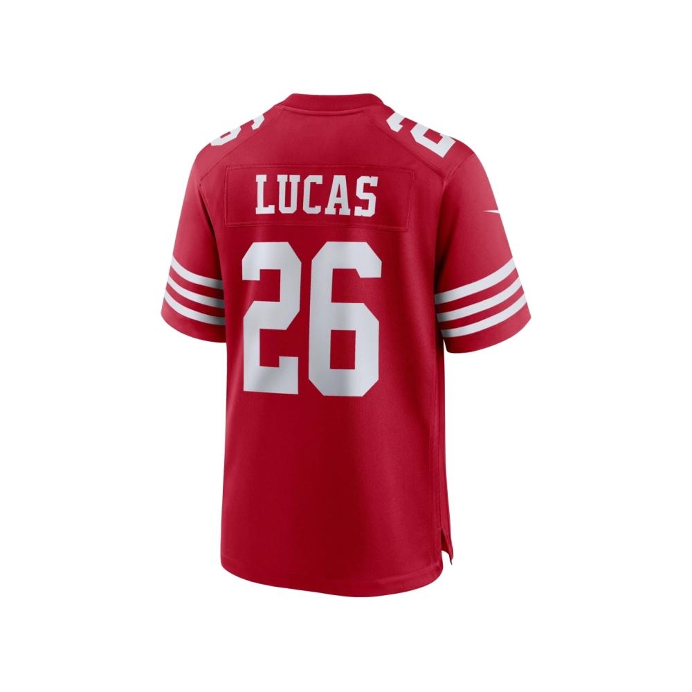 Mens San Francisco 49ers Chase Lucas Scarlet Team Game Jersey