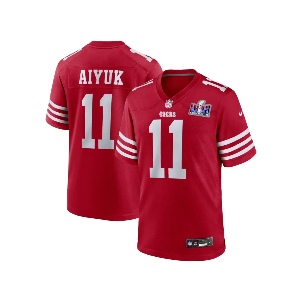 Mens San Francisco 49ers Brandon Aiyuk Scarlet Super Bowl LVIII Game Jersey