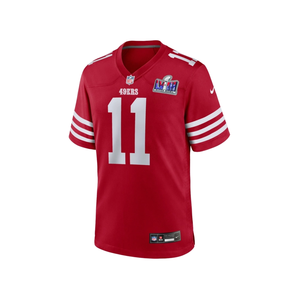 Mens San Francisco 49ers Brandon Aiyuk Scarlet Super Bowl LVIII Game Jersey