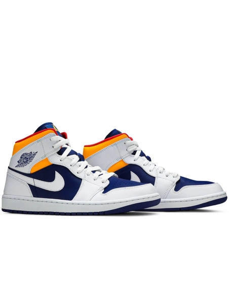 AIR JORDAN 1 MID WHITE DEEP ROYAL BLUE 554724 131,AIR JORDAN 1 MID,Air Jordan