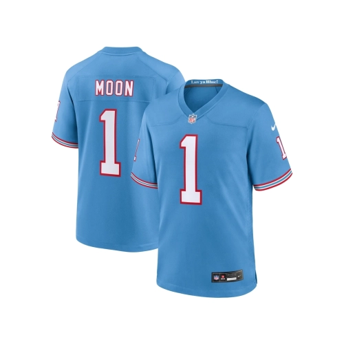 Mens Tennessee Titans Warren Moon Light Blue Oilers Throwback Retired Player Game Jersey