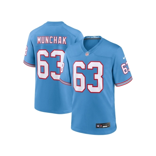 Mens Tennessee Titans Mike Munchak Light Blue Oilers Throwback Retired Player Game Jersey