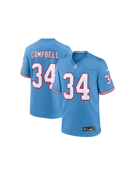 Mens Tennessee Titans Earl Campbell Light Blue Oilers Throwback Retired Player Game Jersey