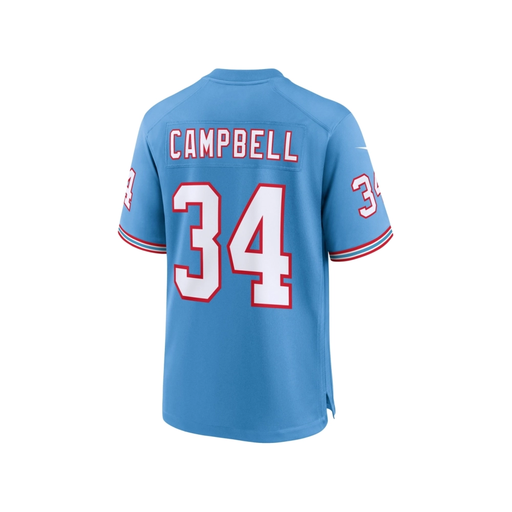 Mens Tennessee Titans Earl Campbell Light Blue Oilers Throwback Retired Player Game Jersey