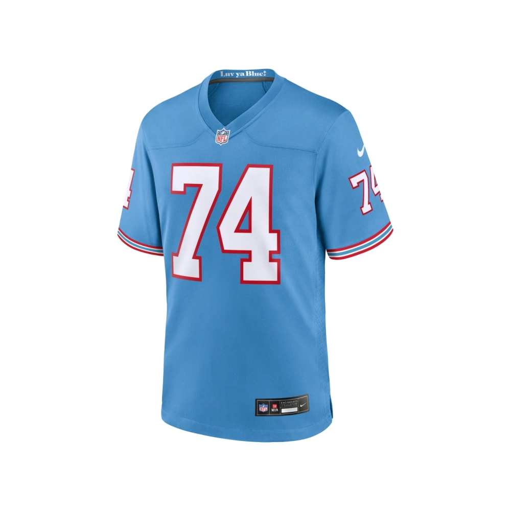 Mens Tennessee Titans Bruce Matthews Light Blue Oilers Throwback Retired Player Game Jersey