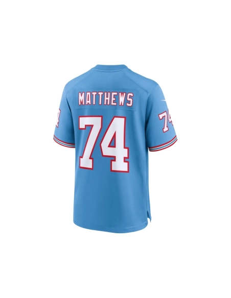 Mens Tennessee Titans Bruce Matthews Light Blue Oilers Throwback Retired Player Game Jersey