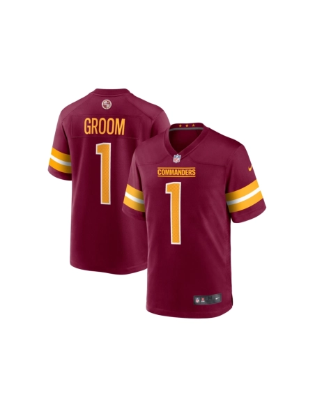 Mens Washington Commanders Number 1 Groom Burgundy Game Jersey