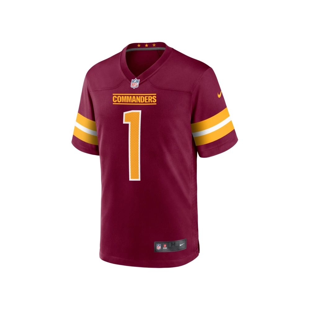 Mens Washington Commanders Number 1 Dad Burgundy Game Jersey