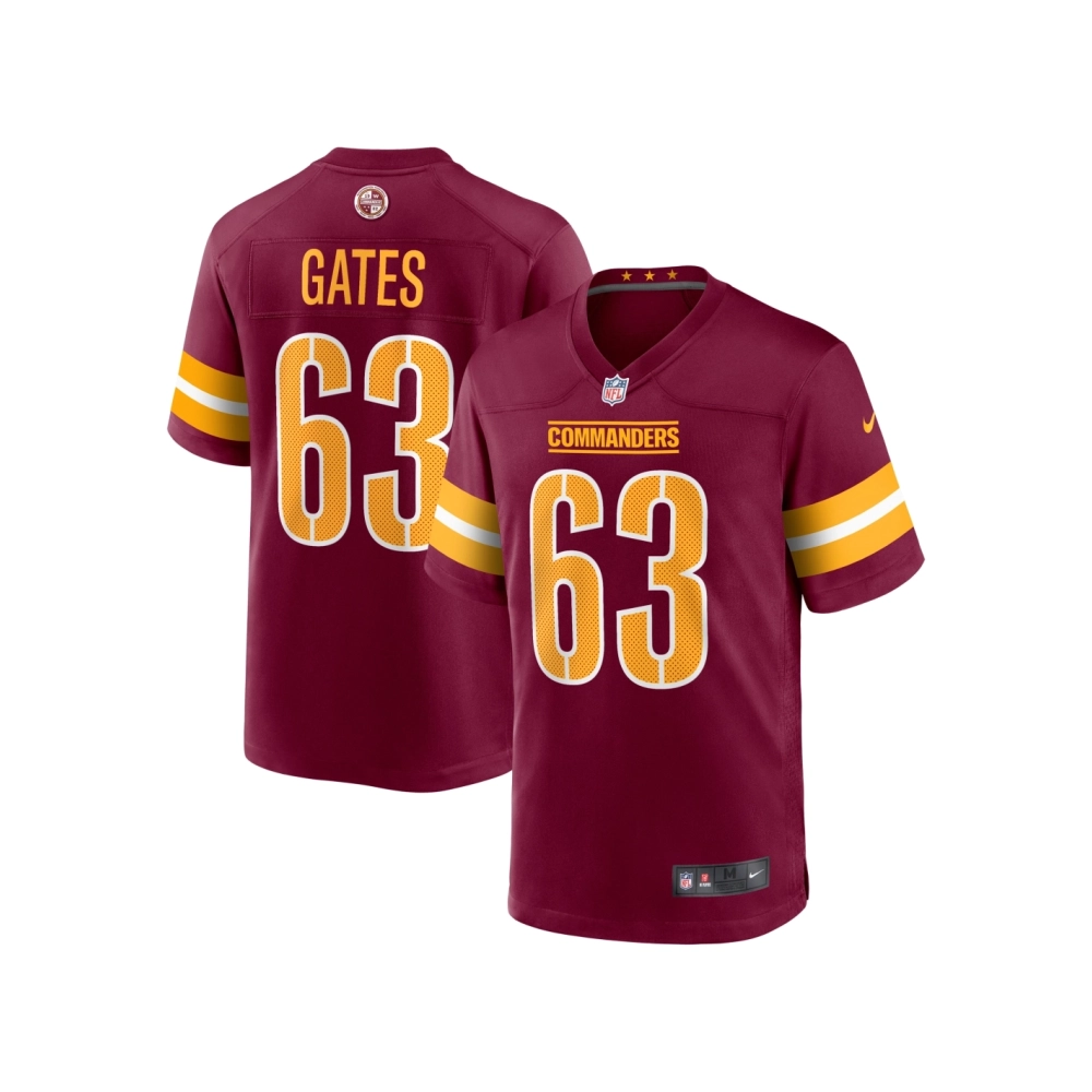 Mens Washington Commanders Nick Gates Burgundy Game Player Jersey