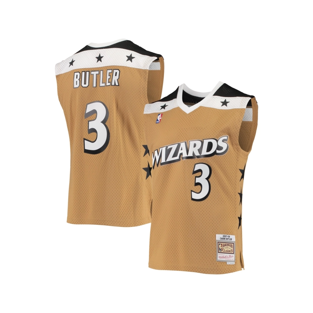 Mens Washington Wizards Caron Butler Gold 2001/02 Hardwood Classics Swingman Jersey