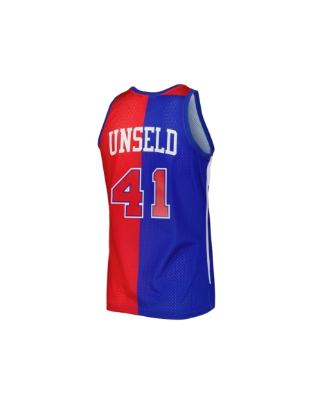 Mens Washington Bullets Wes Unseld Blue/Red Hardwood Classics 1977/78 Split Swingman Jersey