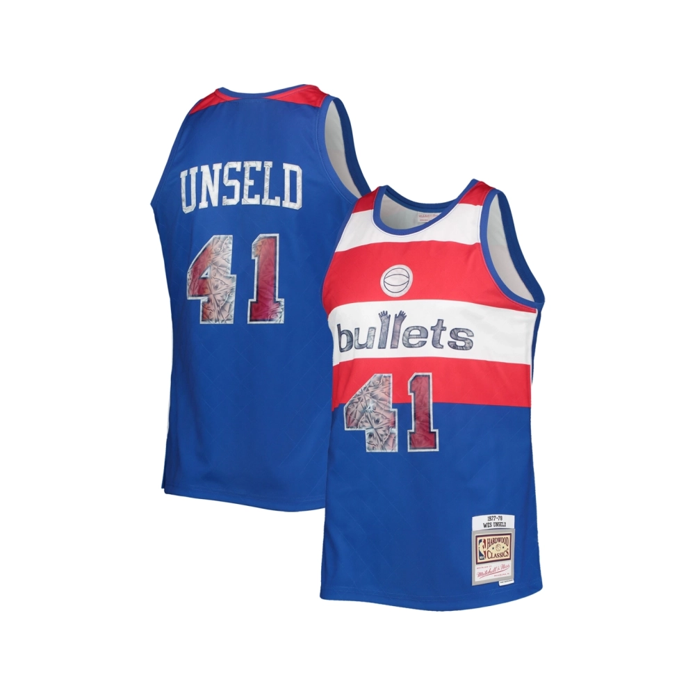 Mens Washington Bullets Wes Unseld Blue 1977/78 Hardwood Classics NBA 75th Anniversary Diamond Swingman Jersey