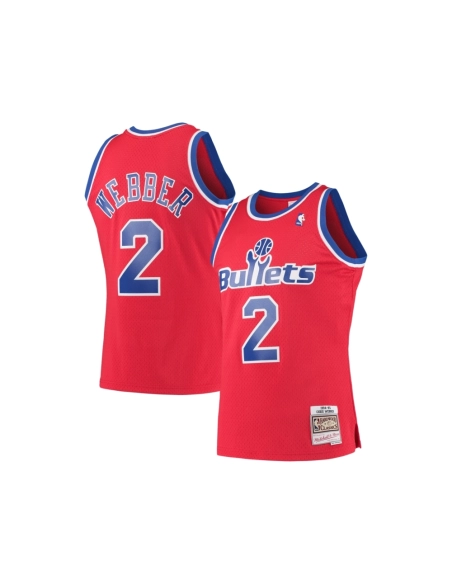Mens Washington Bullets Chris Webber Red 1994/95 Hardwood Classics Swingman Jersey