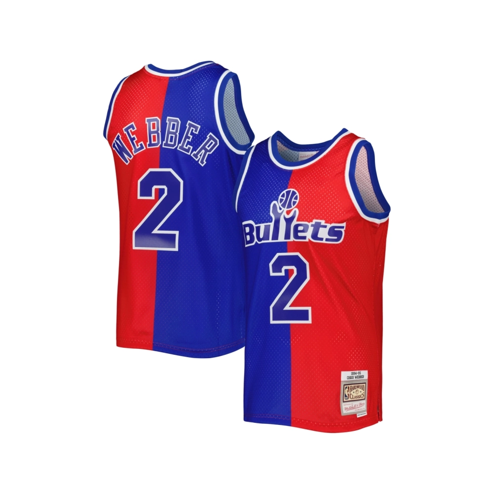 Mens Washington Bullets Chris Webber Blue/Red Hardwood Classics 1994/95 Split Swingman Jersey