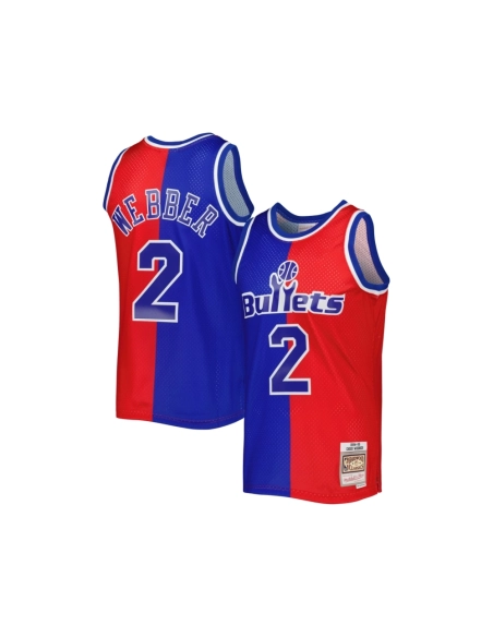 Mens Washington Bullets Chris Webber Blue/Red Hardwood Classics 1994/95 Split Swingman Jersey
