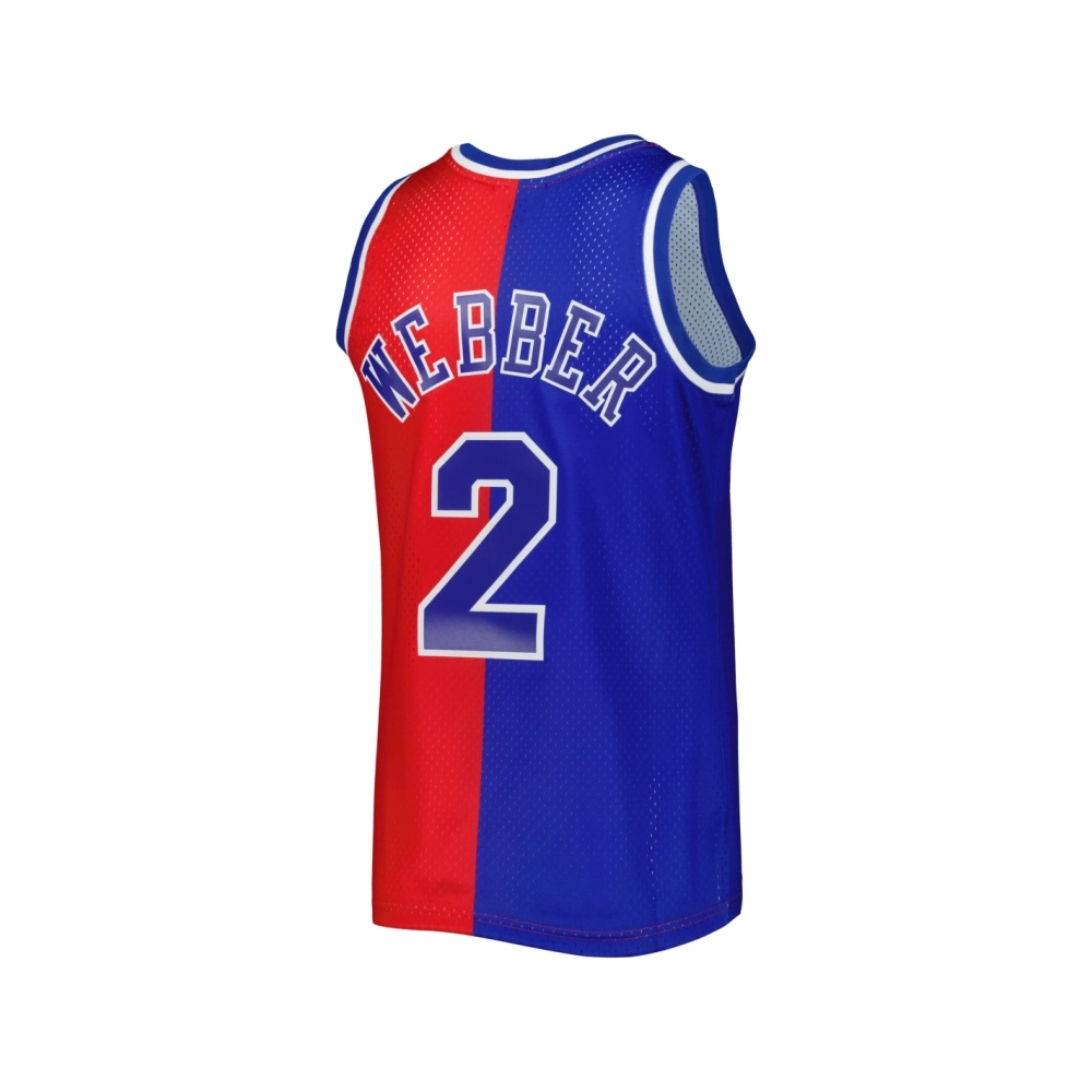 Mens Washington Bullets Chris Webber Blue/Red Hardwood Classics 1994/95 Split Swingman Jersey