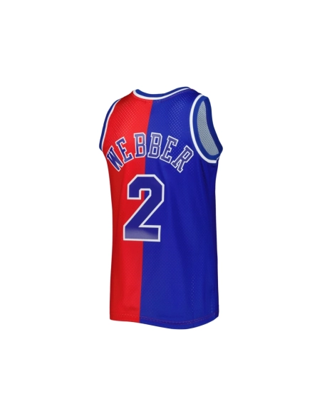 Mens Washington Bullets Chris Webber Blue/Red Hardwood Classics 1994/95 Split Swingman Jersey