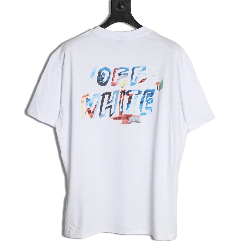 Off White colorful painting short sleeves,Off White