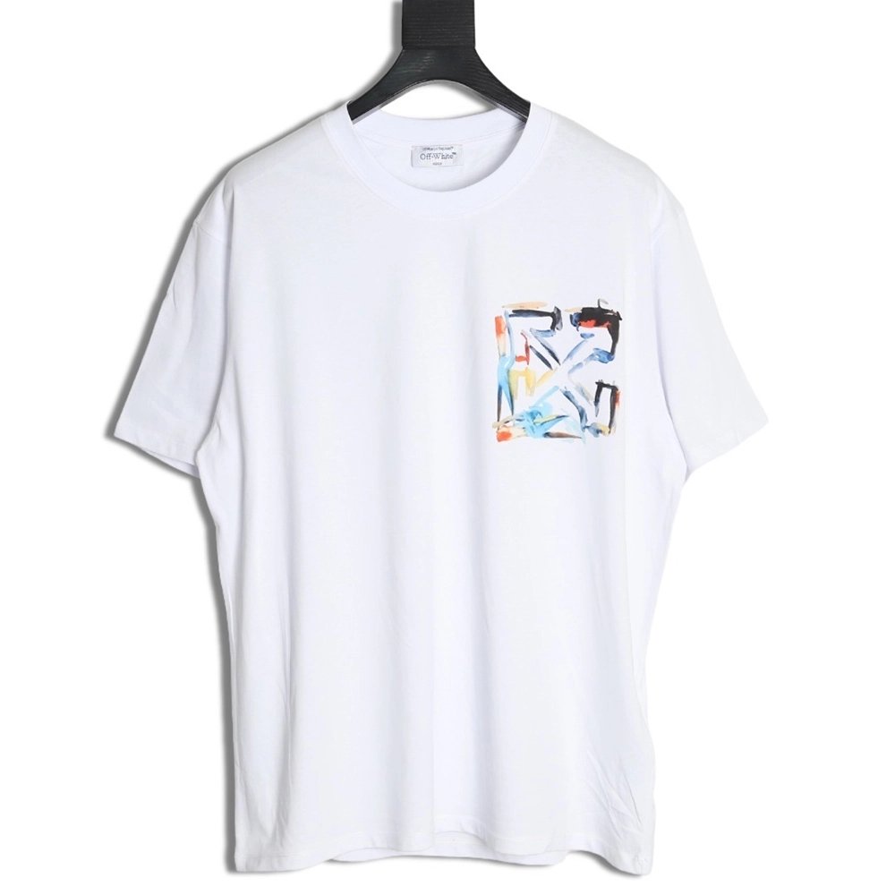 Off White colorful painting short sleeves,Off White
