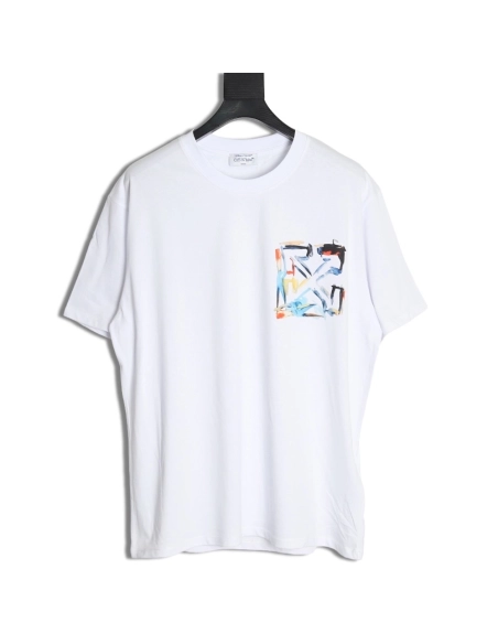 Off White colorful painting short sleeves,Off White