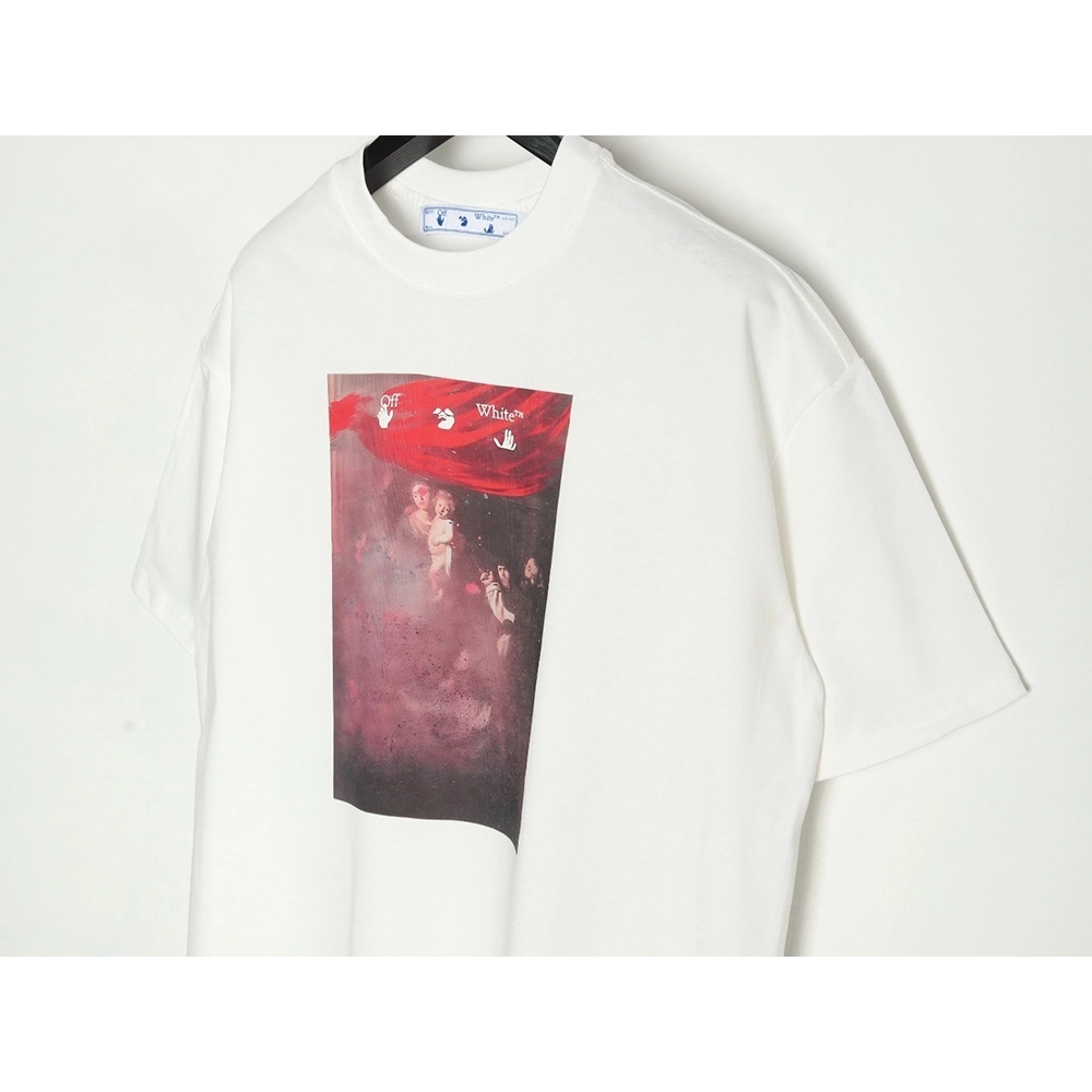 Off White Blur Oil Painting Arrow Cotton Short Sleeves,Off White