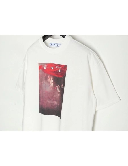 Off White Blur Oil Painting Arrow Cotton Short Sleeves,Off White