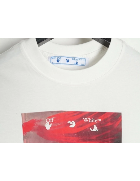 Off White Blur Oil Painting Arrow Cotton Short Sleeves,Off White