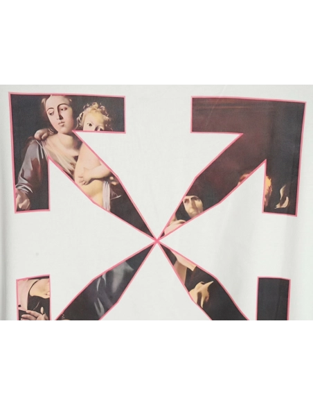 Off White Blur Oil Painting Arrow Cotton Short Sleeves,Off White