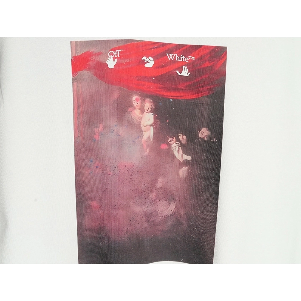 Off White Blur Oil Painting Arrow Cotton Short Sleeves,Off White