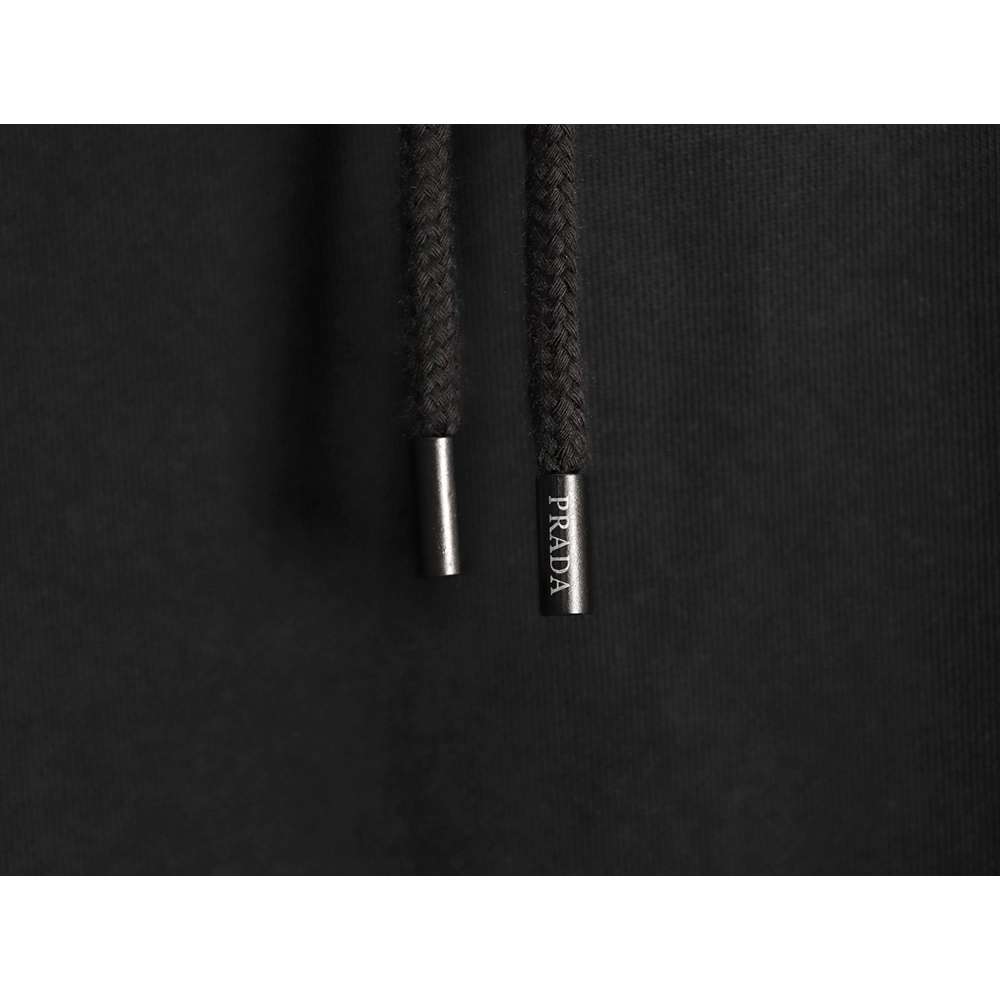 Prada Classic Collar Triangle Logo Nylon Kangaroo Pocket Hoodie TSK1,Prada