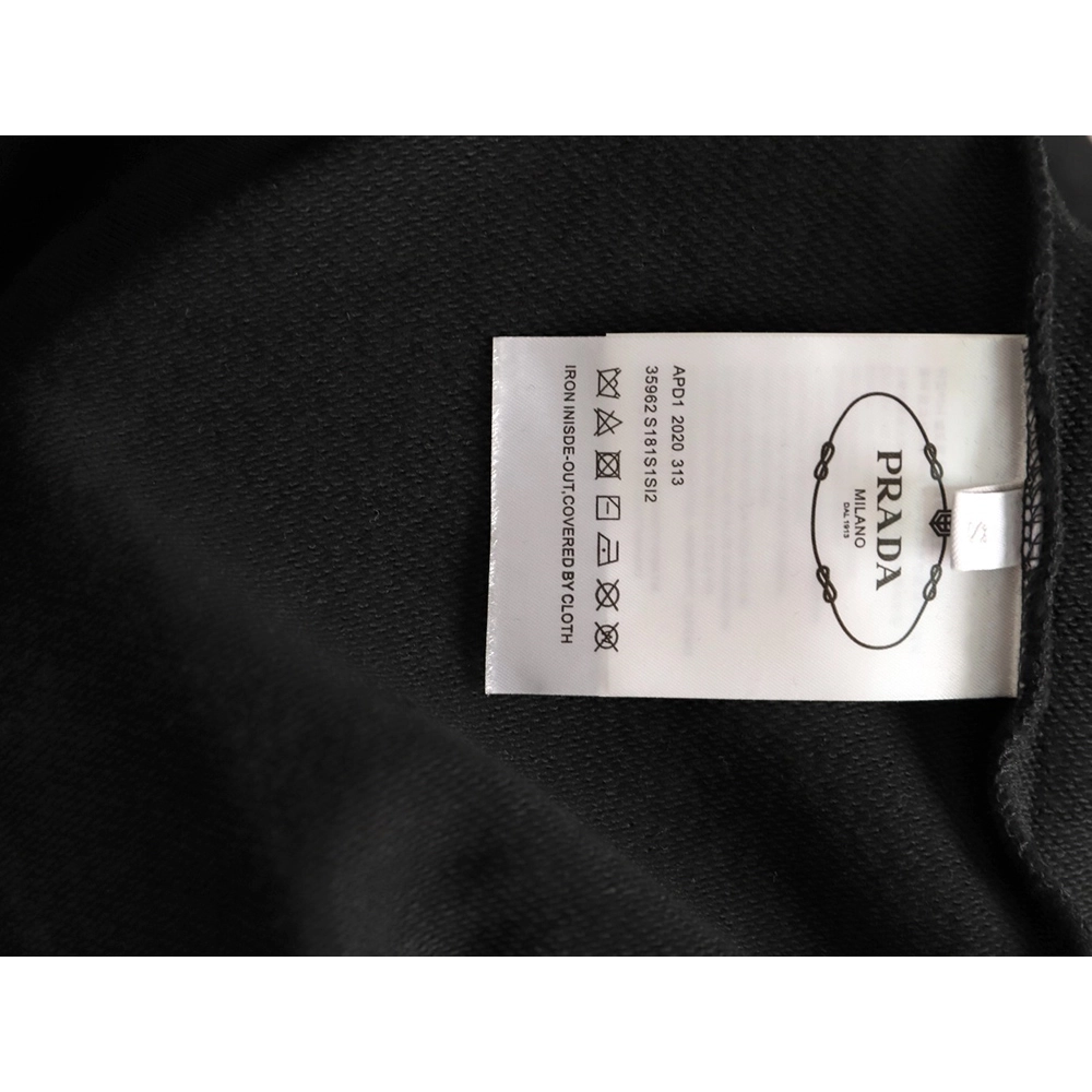 Prada Classic Collar Triangle Logo Nylon Kangaroo Pocket Hoodie TSK1,Prada
