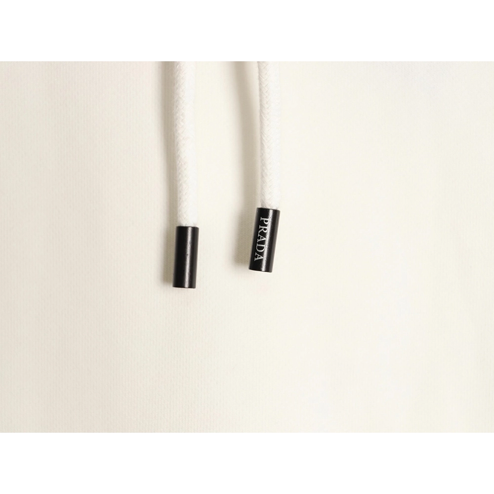 Prada Classic Collar Triangle Logo Nylon Kangaroo Pocket Hoodie,Prada