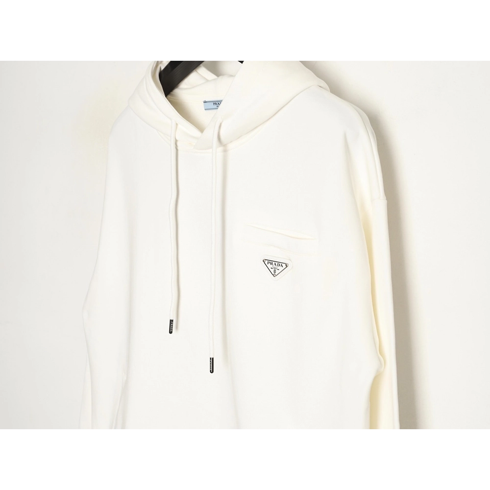 Prada faux pocket triangle iron logo hooded sweatshirt TSK1,Prada